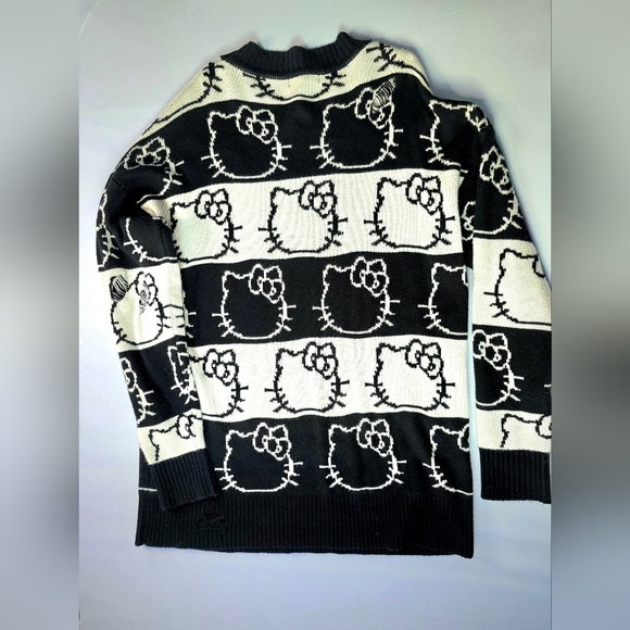 EUC Hello Kitty Dolls Kill Distressed Black and White Striped Sweater Size Large - Picture 2 of 5